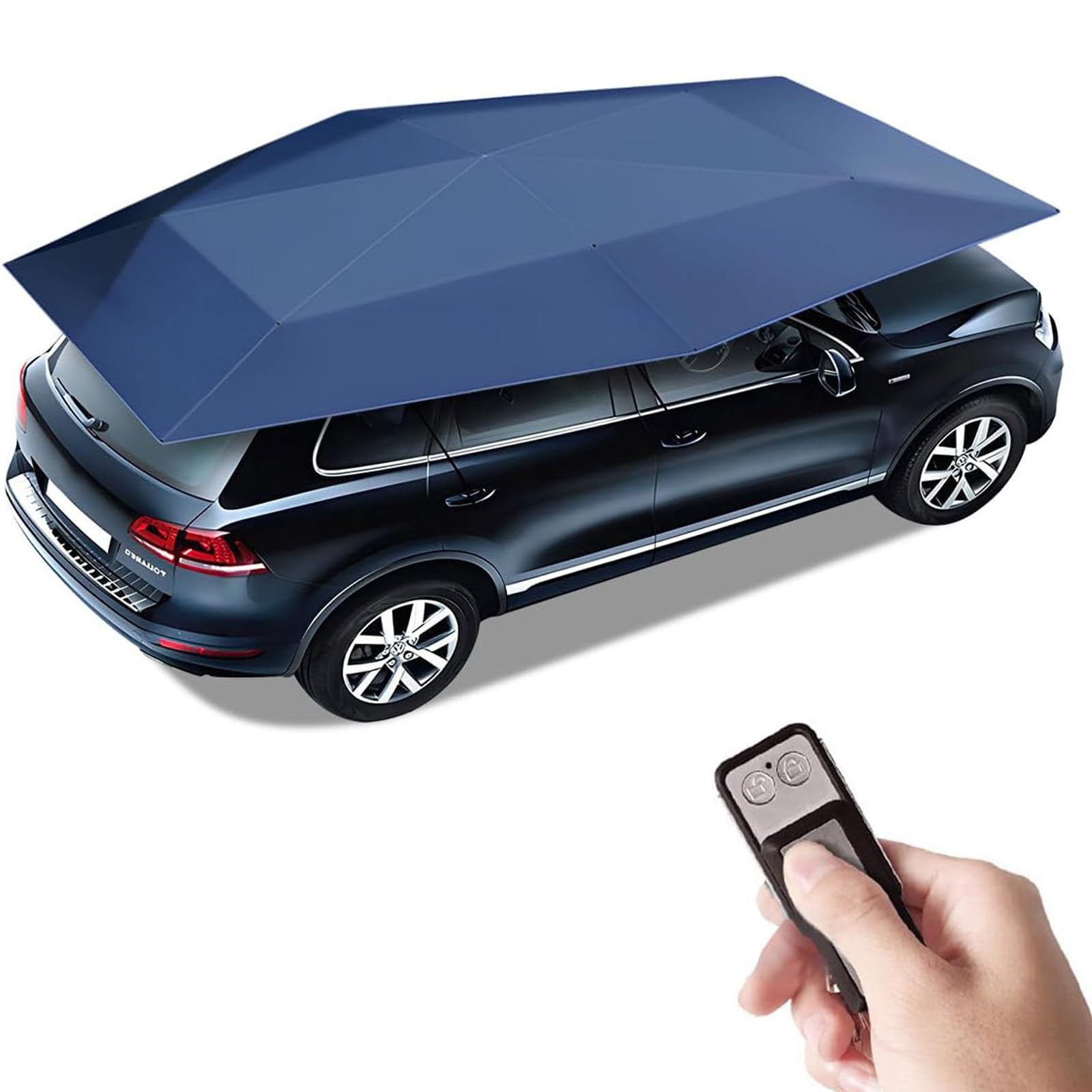 Tente de voiture entièrement automatique, couverture de parapluie portable, abri d'auto mobile plié, auvent de protection automobile, pare-soleil, abris coupe-vent, parasol extérieur,Blue-4.2m