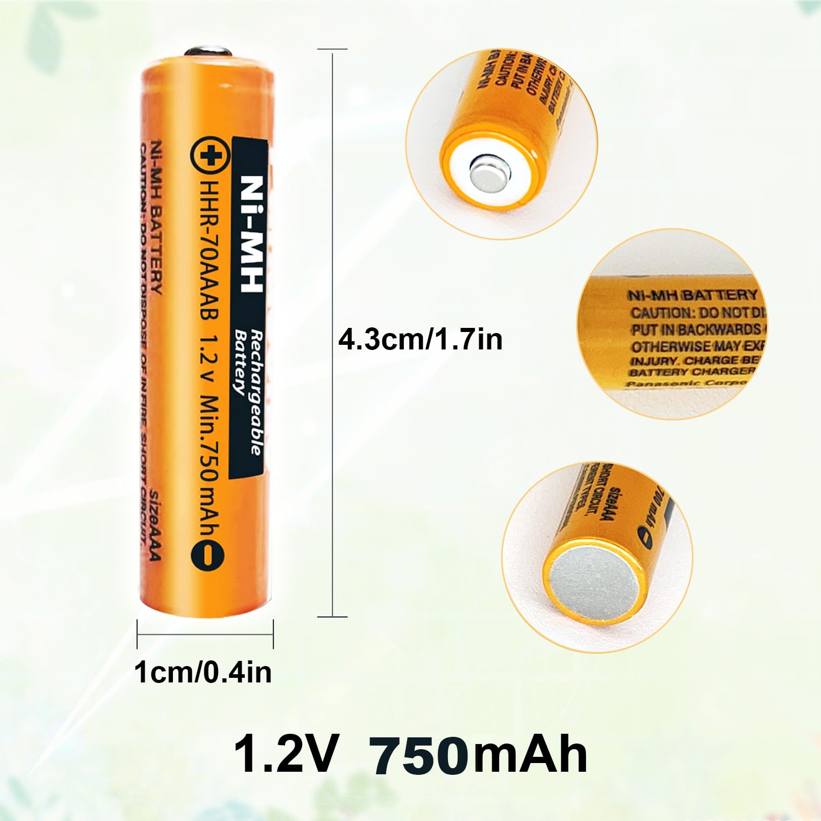 NI-H AAA Rechargeable Battery 1.2V 630ah 4-Pack AAA Rechargeable - View #5