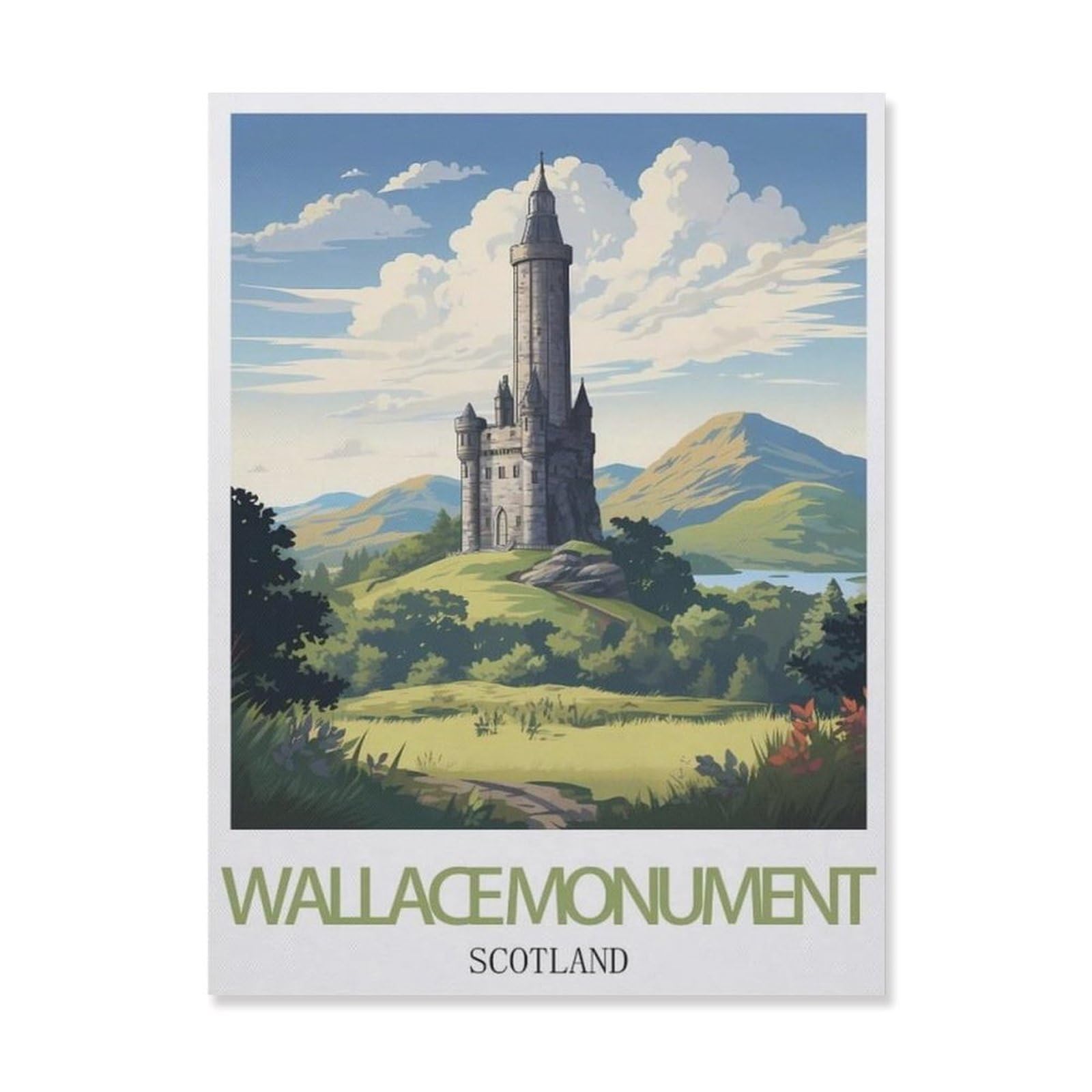 Pgcksk A30 5D Diy Diamond Painting，Wallac Monument Scotland，Art Living Room Wall Decoration Gift(50 X 60 Cm/19.68 X 23.62 Inches)-Fj37
