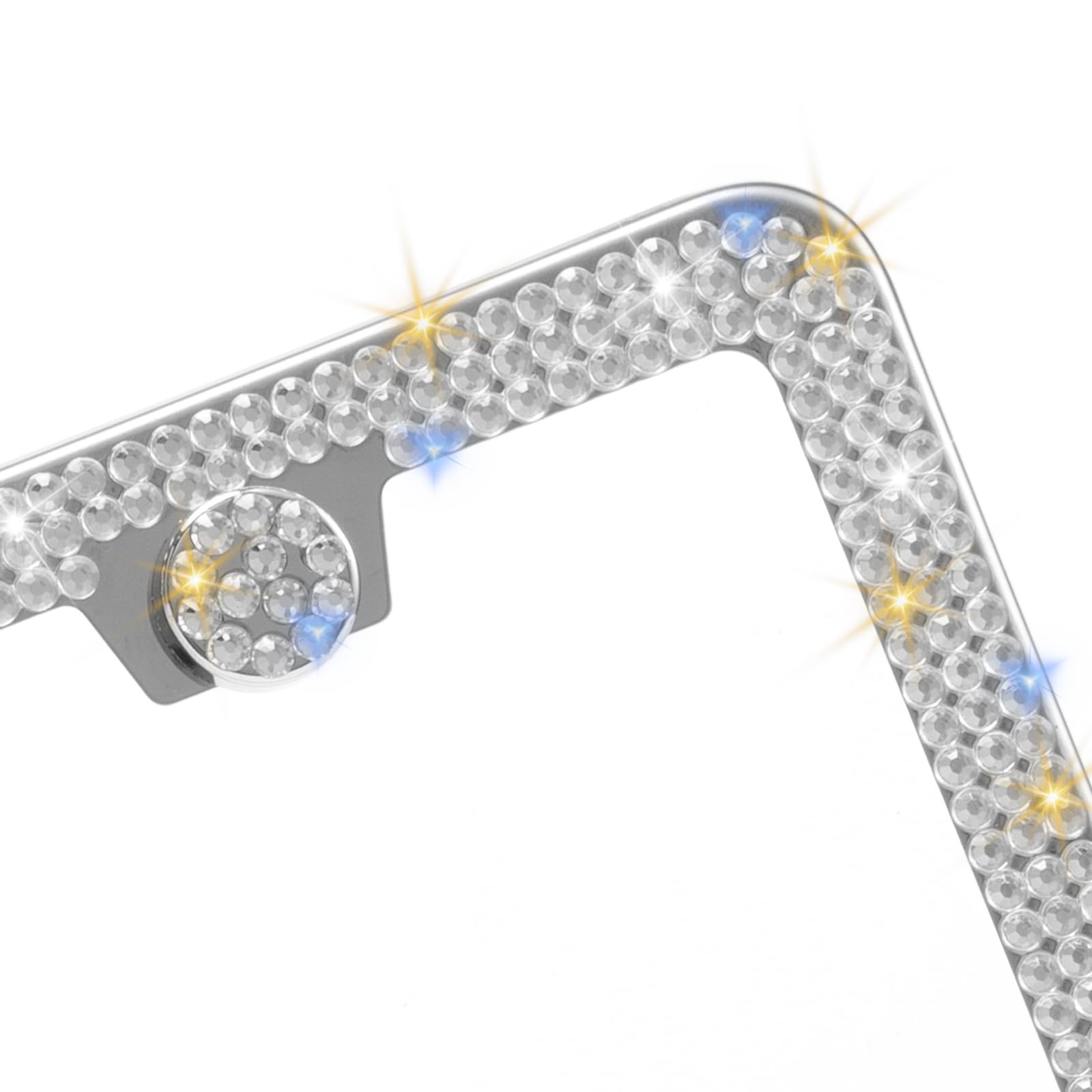 Runone 2 Pack Bling License Plate Frame for Women Sparkly Rhinestone Stainless Steel License Plate Holder Car Accessories — view 3