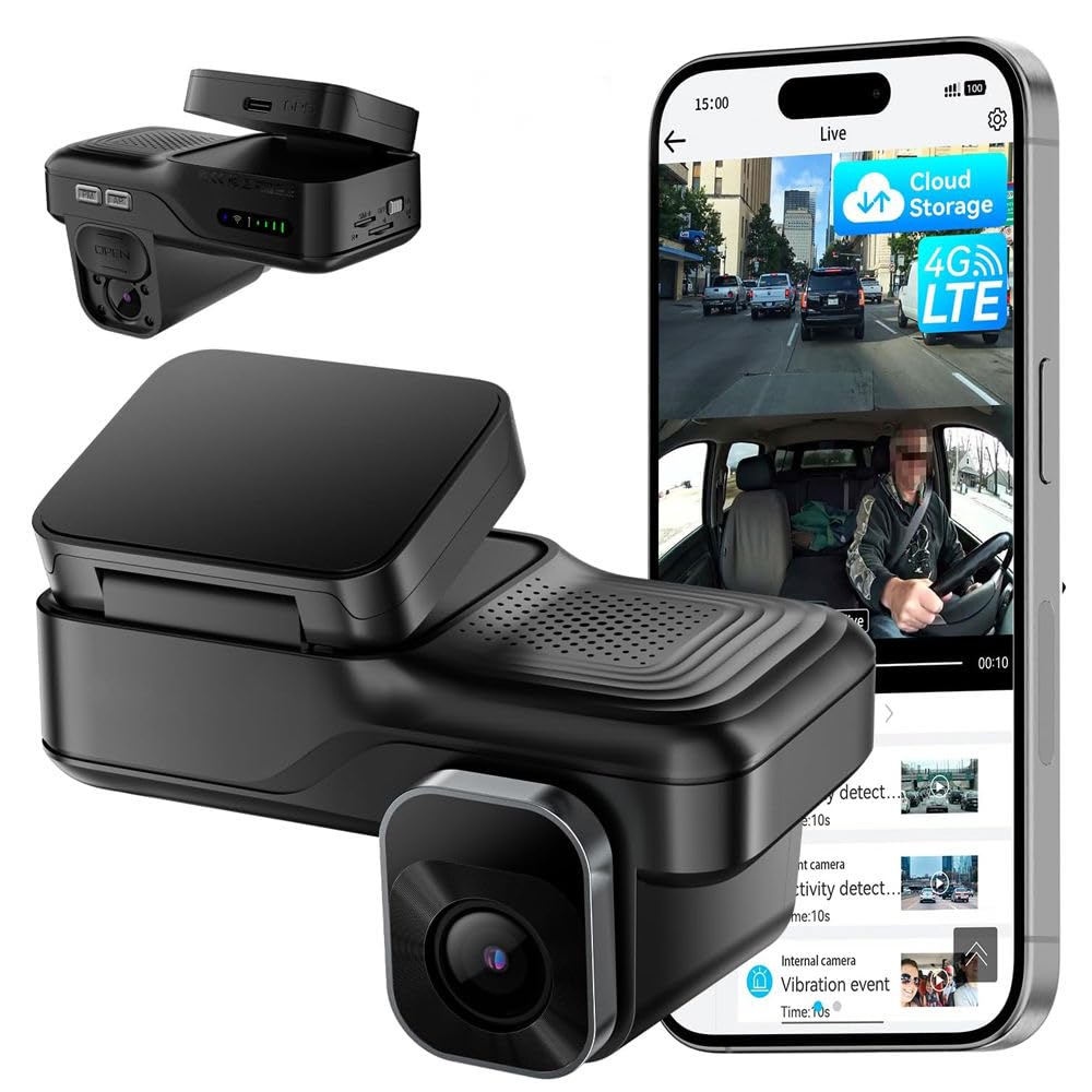 Recall Sentry 4G Dash Cam LTE telecamera di sicurezza veicolo | Live Remote View, GPS Tracking & Instant Alerts | Dual HD Front & Interior Recording | 24/7 Parcheggio Sorveglianza & Visione Notturna |