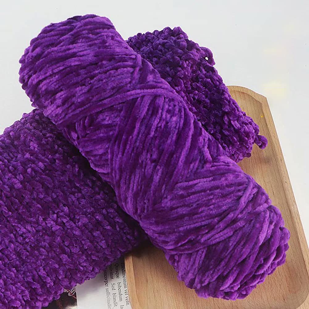 Chunky Blanket Yarn Chenille Soft Chunky Yarn Knitting Wool,Crocheting Weaving Acrylic Yarn Solid Color Crochet Wool for Hats Scarfs Sweater