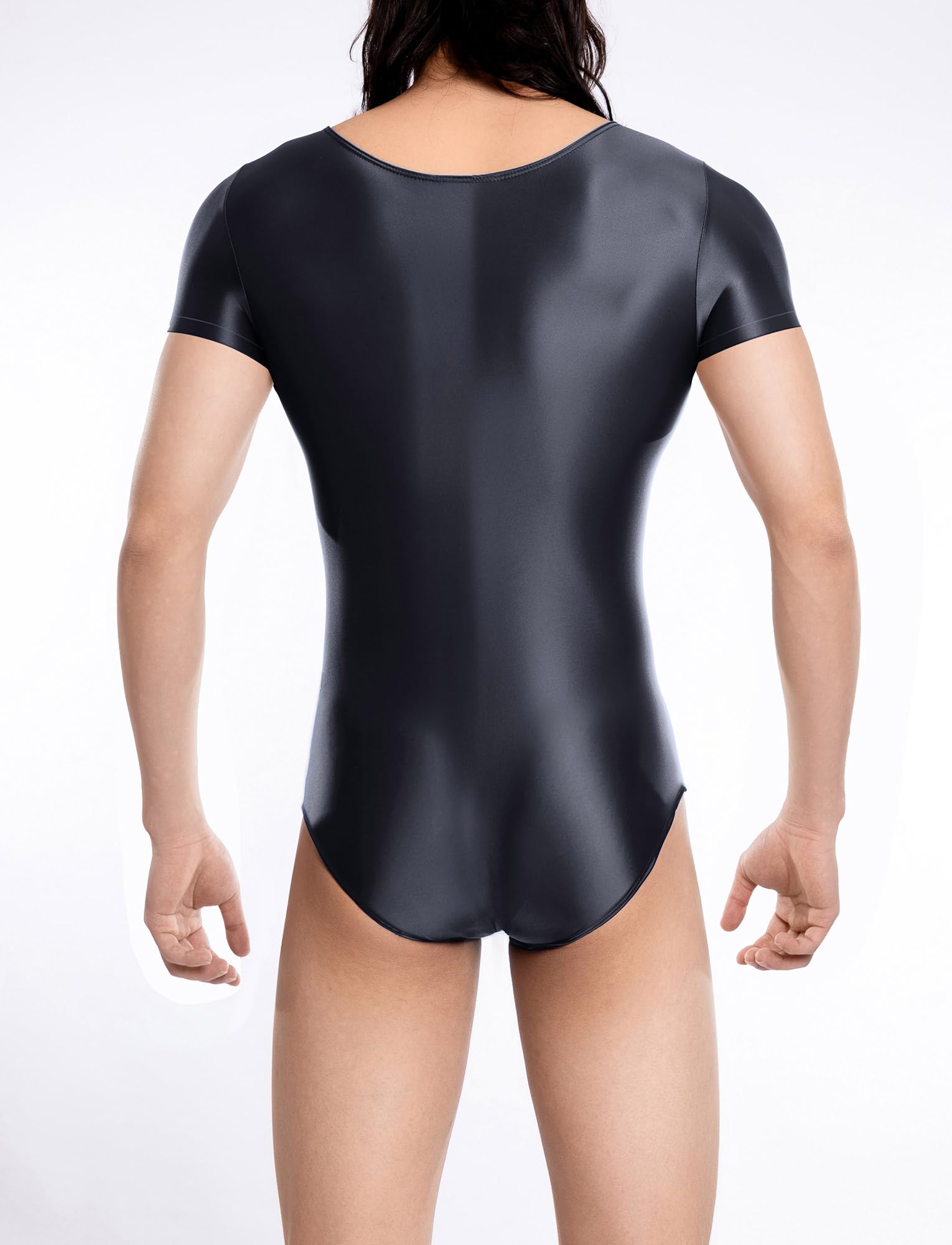 FEOYA Hommes Brillant Combinaison Wetlook Catsuit Manches Courtes Sexy Body