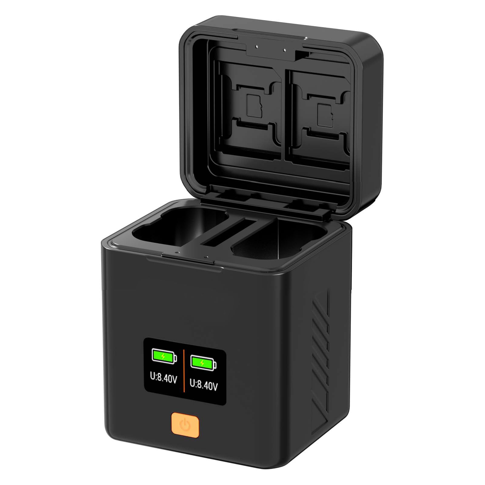 Estuche de carga de batería para cámara con dos ranuras y carga rápida PD para baterías EN-EL15B/EN-EL15C, incluyendo ranuras para tarjetas, adecuado para fotografía en interiores y