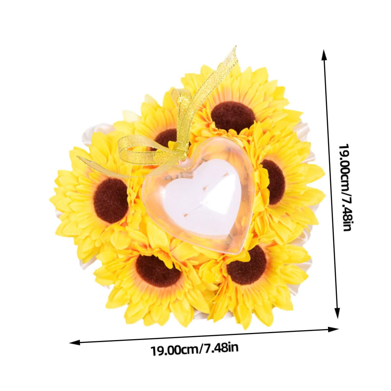 Veemoon Sunflower Ring Pillow Yellow Decor Pillow for Wedding Soft and Comfortable Touch