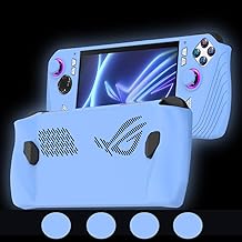 Silicone Protective Case for ASUS Rog Ally, Silicone Case Anti-Slip Shockproof Cover for ASUS Rog Ally Gaming Console with Non-Slip Thumb Grips (Glow Blue)