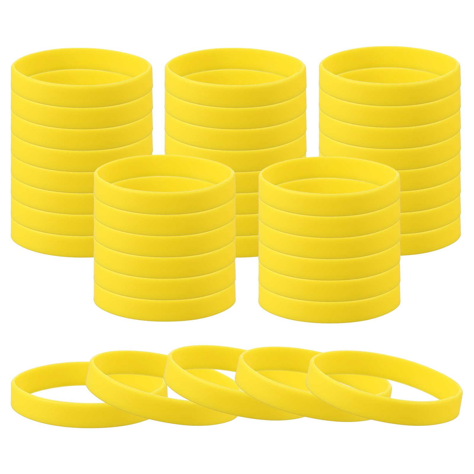 PATIKIL Rubber Bracelets, 60 Pcs Unisex Silicone Sports Wristbands for Sports Party Games Fashion Decorations Yellow