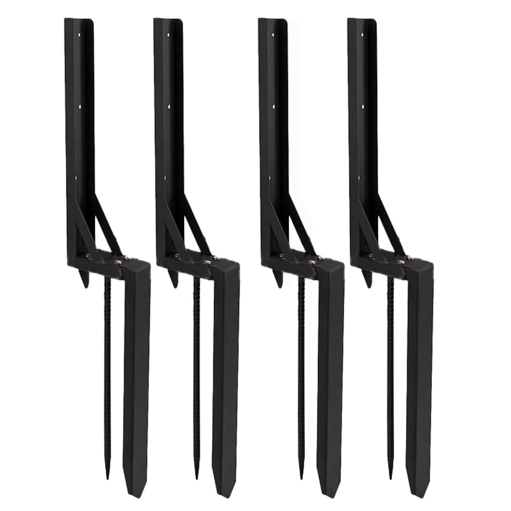 LQSYBHD Heavy Duty Steel Fence Post Repair Stakes with Ground Anchor Screw in Fix Anchors Ground Spike for Fence Posts Repair Tilted/Broken Wood Posts Black 4 Pcs