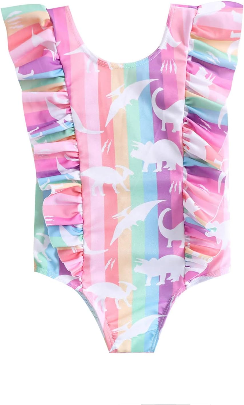 GenericRuffle Butts Kids Toddler Baby Girls Spring Summer Floral Cotton Ruffle Sleeveless Romper Bodysuit Holiday Beach Swimwear Clothes Kids Racing Swimsuit Girls