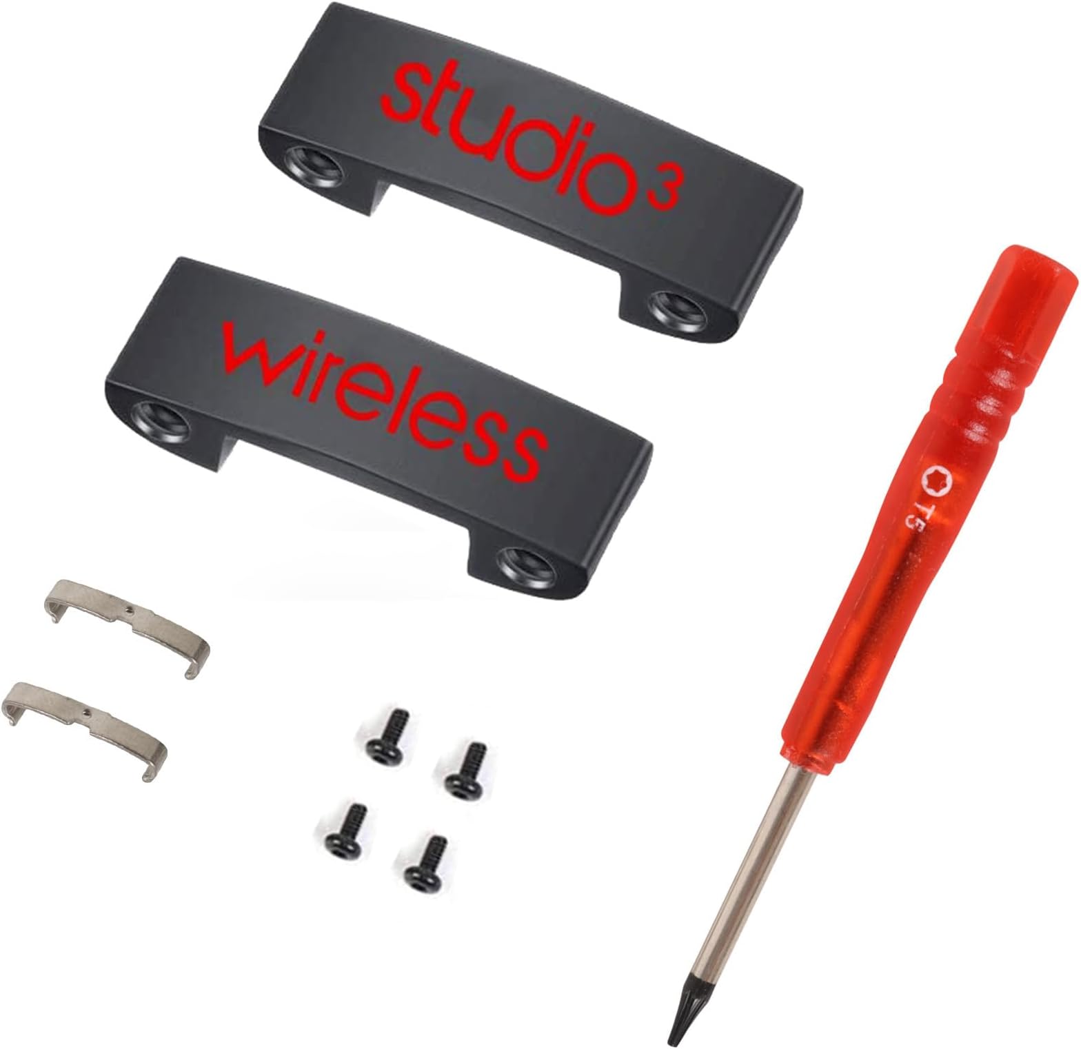 Studio 3 Replacement Parts as Same as the OEM Accessories Hinge Durable Repait Kit Compatible with Beats Studio3 (A1914), Studio2 Wired/Wireless, Studio Pro (A2924) Headphones (Defiant Black-Red)