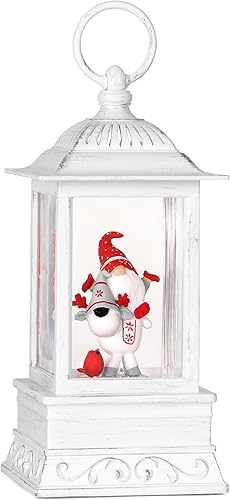 Globo de nieve de gnomo, linterna iluminada con purpurina de Navidad con música, decoraciones musicales de Navidad con USB y globo de nieve a pilas,