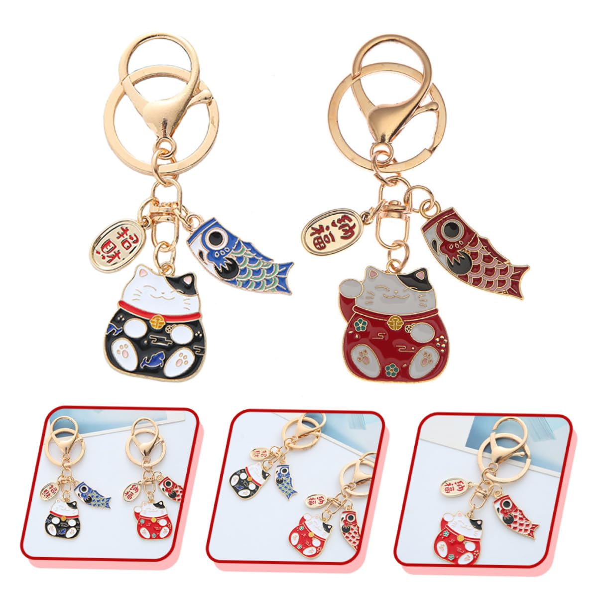 BESTYASH 2 Stück Cartoon Schlüsselanhänger aus Zinklegierung Kleine Katzenanhänger als Taschen und Autoschlüssel Deko Langlebige Hängende Accessoires für Geschenk und Selbstgemacht