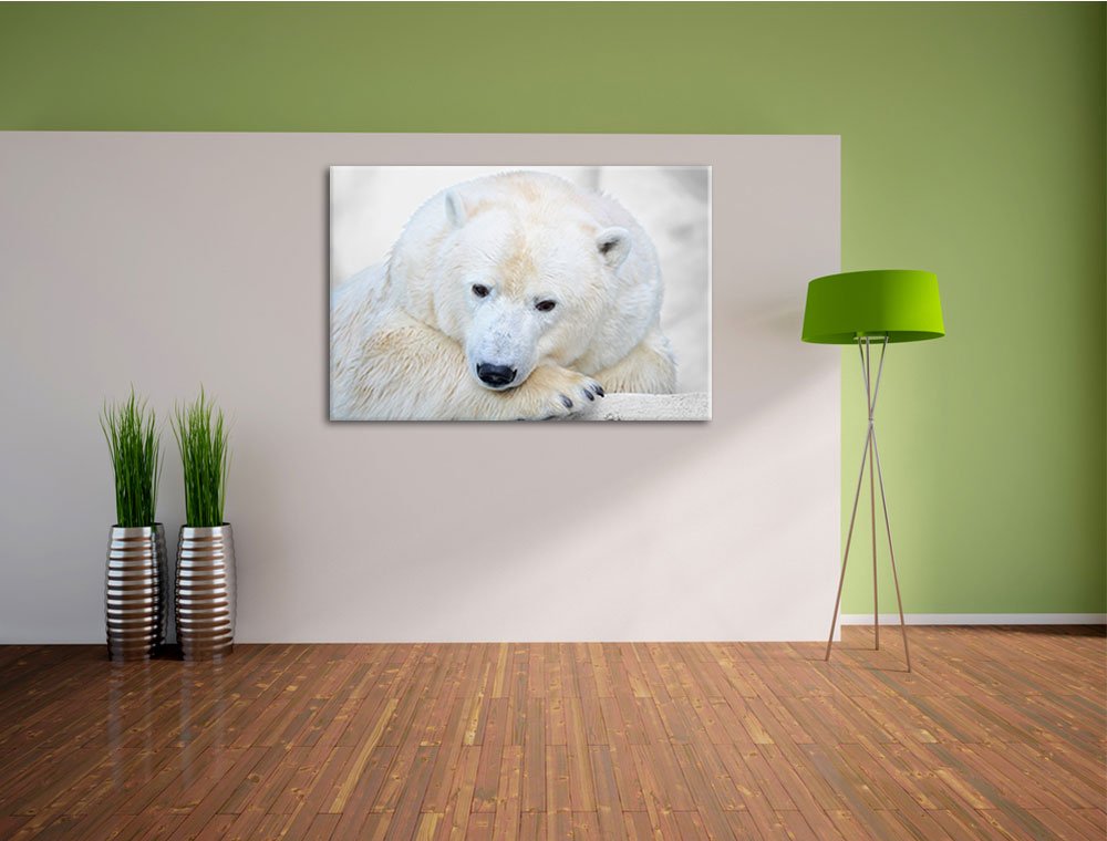 câlin ours polaire noir / blanc Taille: 120x80 sur toile, énorme XXL Photos complètement encadrée avec civière, art impression sur murale avec cadre, moins cher que la peinture ou la peinture à l'huile, aucune affiche ou un poster
