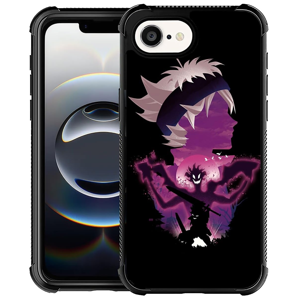 CARLOCA for iPhone 16e Case, Ultra Protection Shockproof Soft Silicone TPU Non Slip Back for Boy Girl Pattern Purple Anime Face