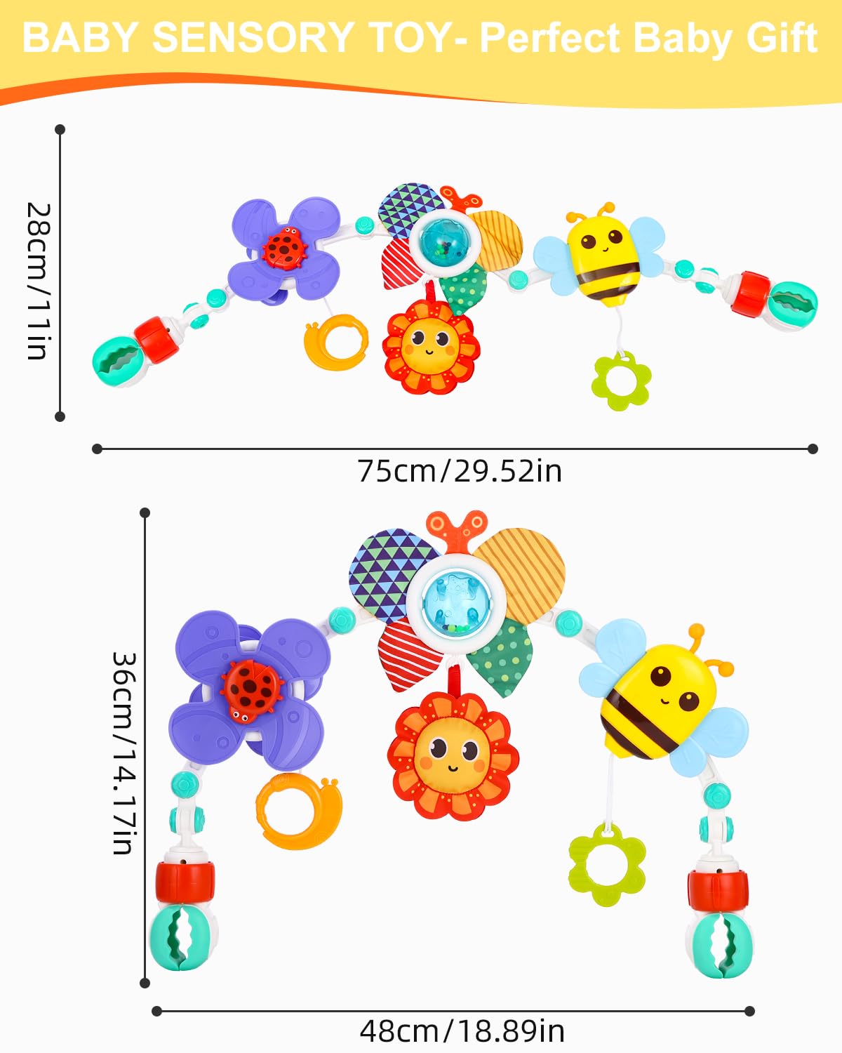Giocattolo Ad Arco Per Passeggino Con Sonaglio - Giochi Sensoriali Pieghevoli Per Neonati 3-12 Mesi - Foto 5