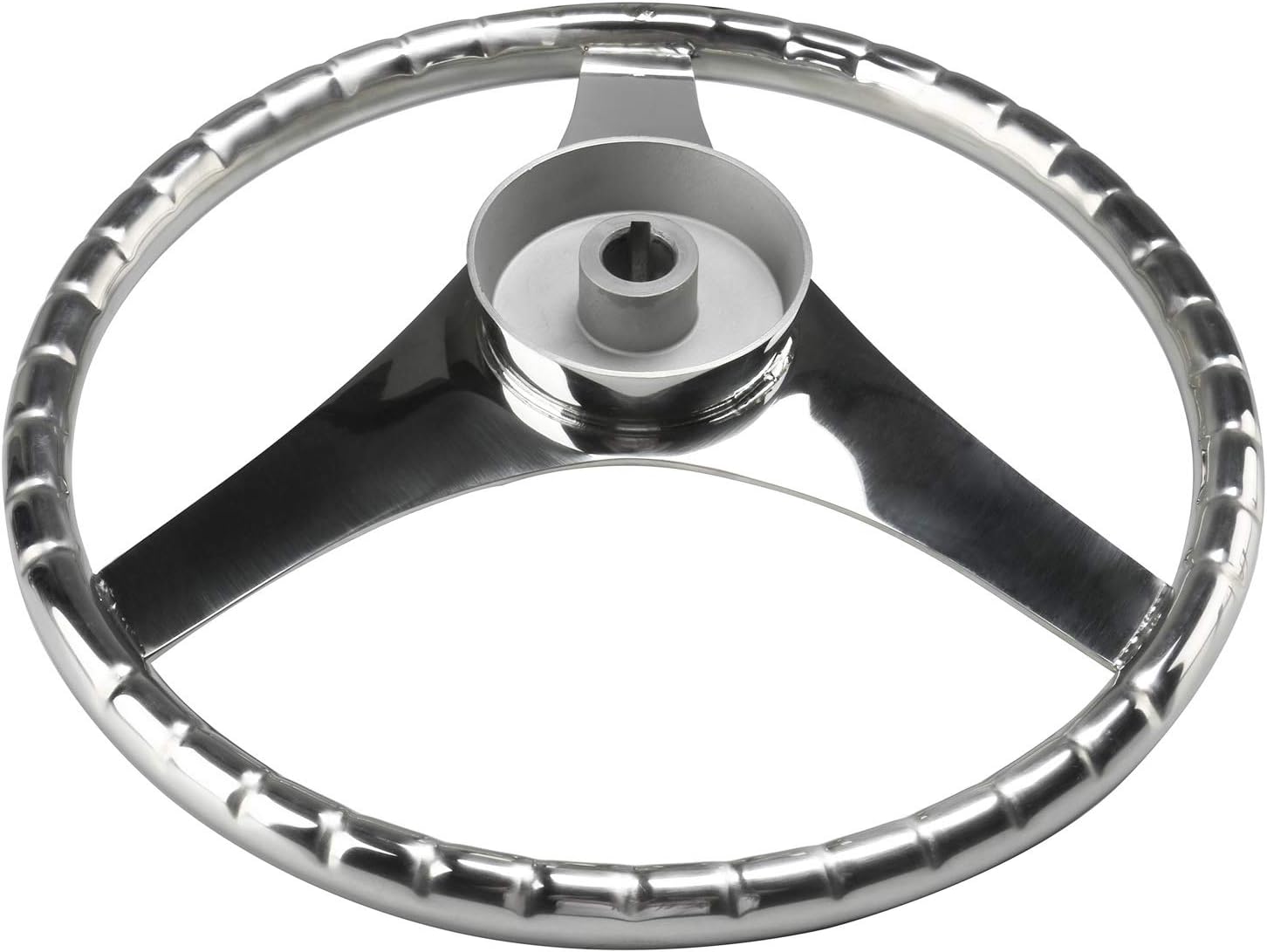 NovelBee 3 Spoke Stainless Steel Boat Steering Wheel 13-1/2" with Control Knob and Cap