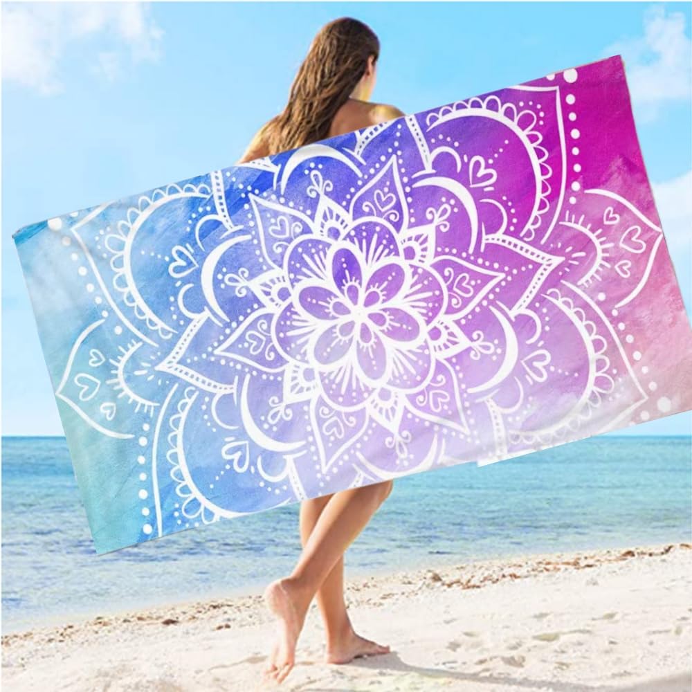 Lucien Strandhandtuch, Strandtuch XXL, Mikrofaser Strandtuch, Schnell Trocknendes Sandfest Handtuch für Sport Travel Yoga Camping Beach Gym (Lebhaftes Bunt)