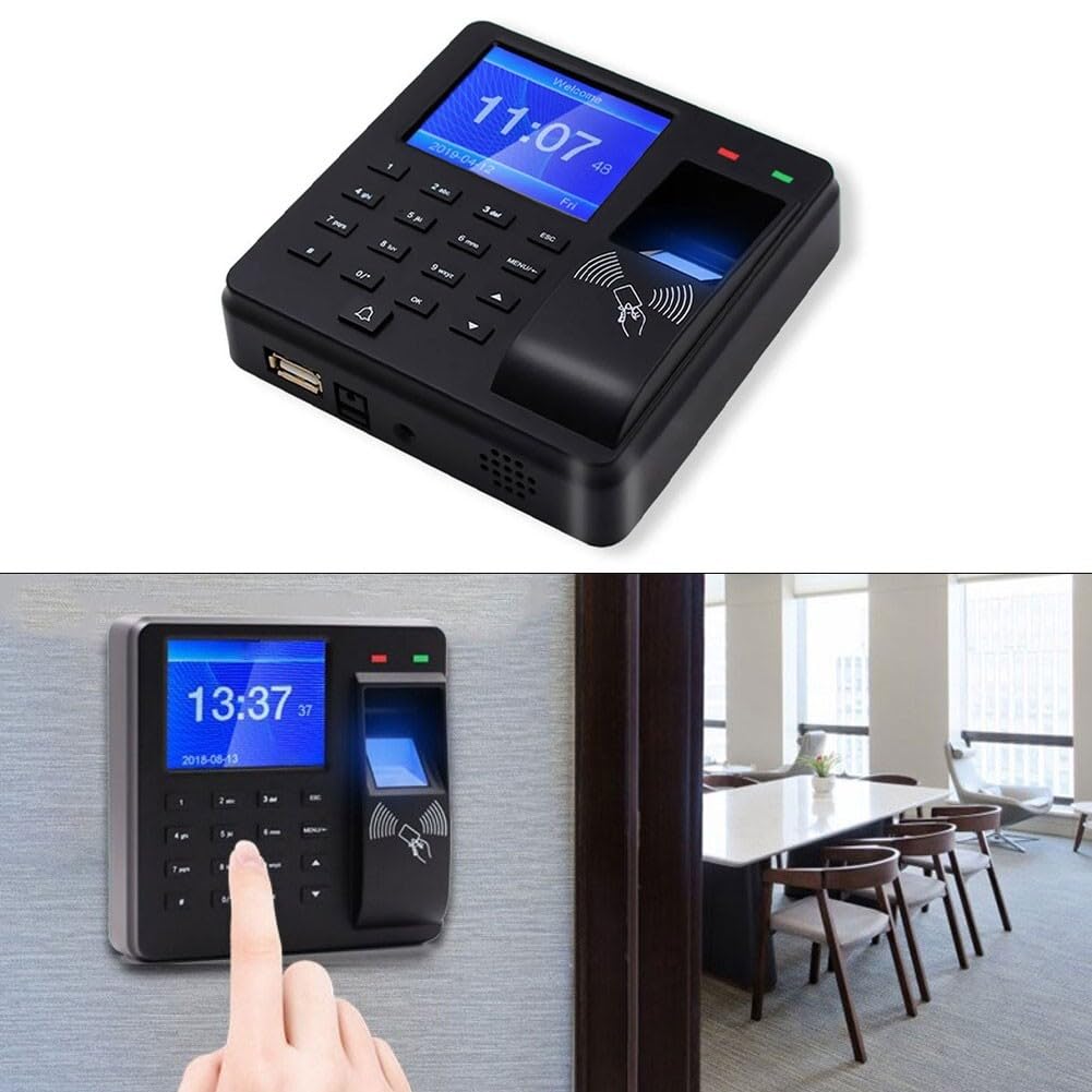 Clocking in Machine,Macchina di presenza di impronte digitali per piccole imprese,Capacità 1000 utenti con PIN/RFID, esportazione dati USB per libro paga, allarme antifurto, sistema di presenze e ora