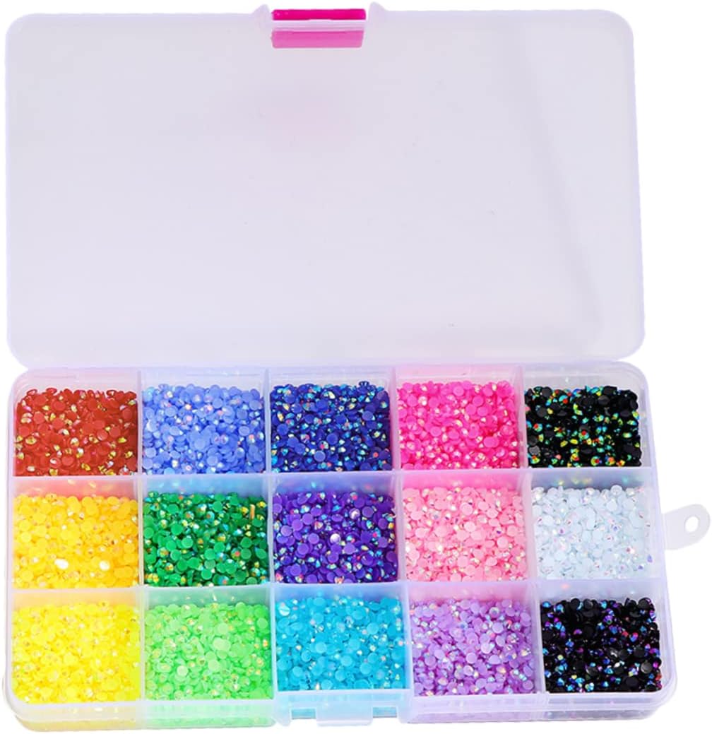 Boxed Nail Art Gems Nail Charms Jelly Rhinestones 15 Kleuren Decoraties Gems voor Beginners Professionals
