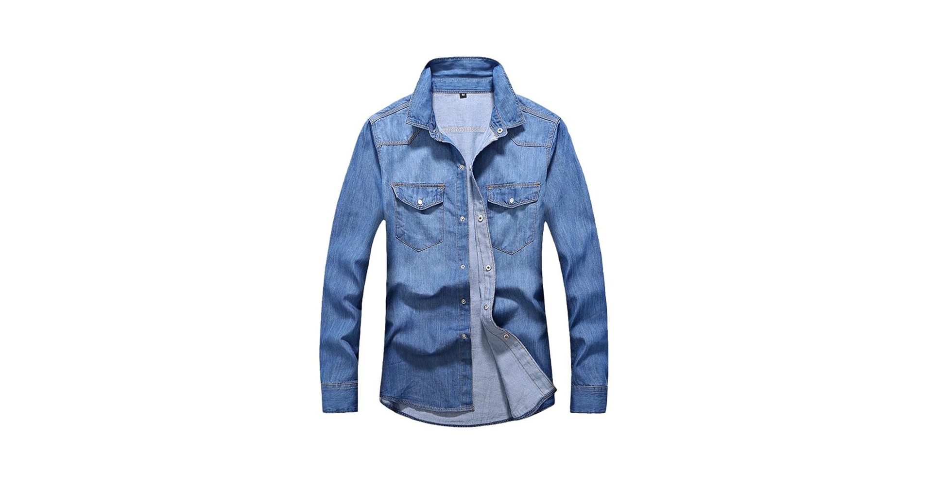 Amazon.com: Denim Shirt Men Cotton Jeans Autumn Slim Long
