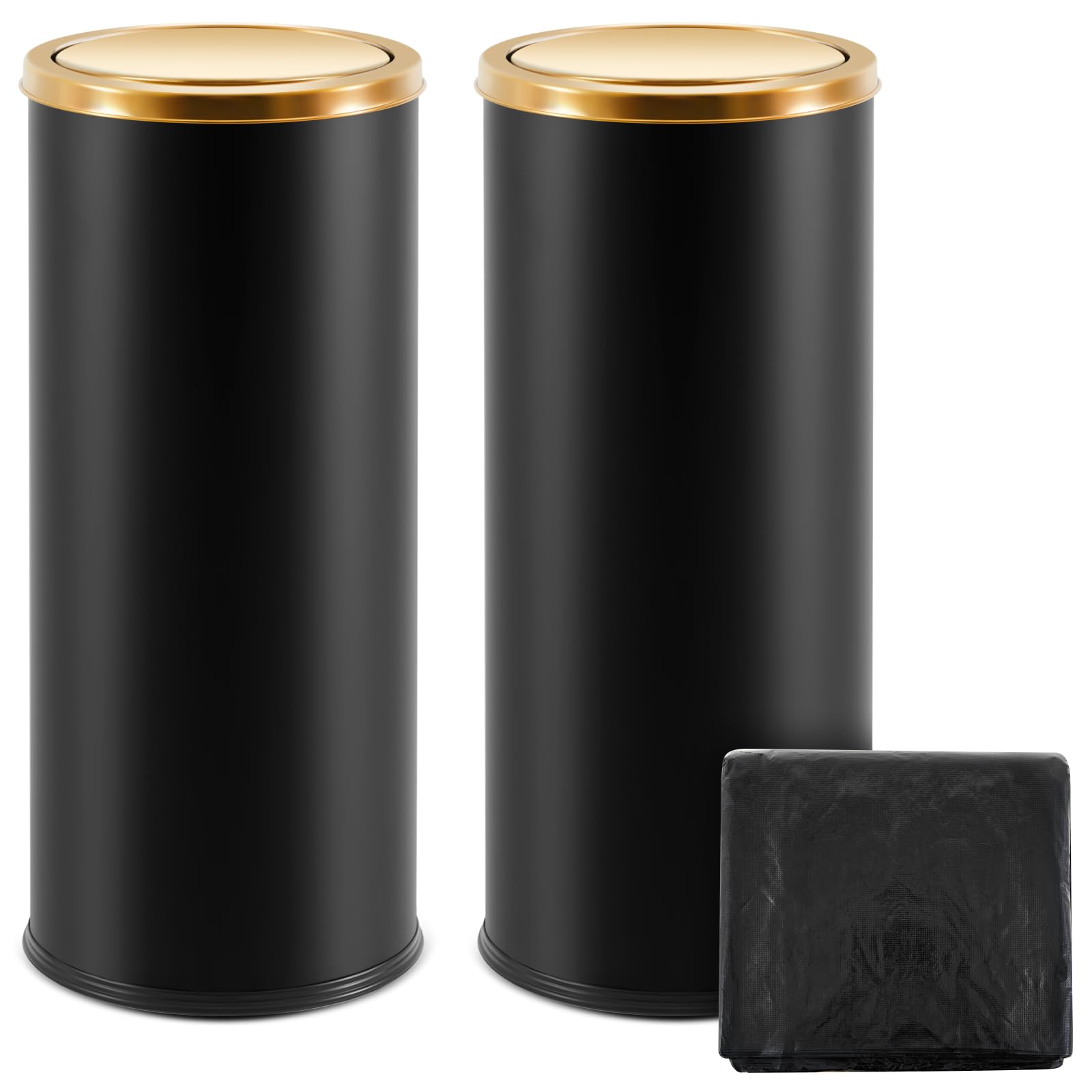 Amazon.com: Reallnaive 2 Set 30L/8GAL Black Lidded Trash Can with