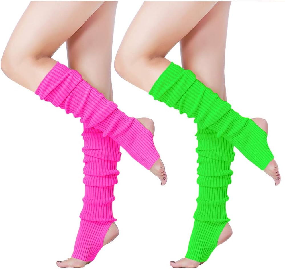 v28 Women’s Neon Knit Leg Warmer for 80s Party Dance Sports Yoga