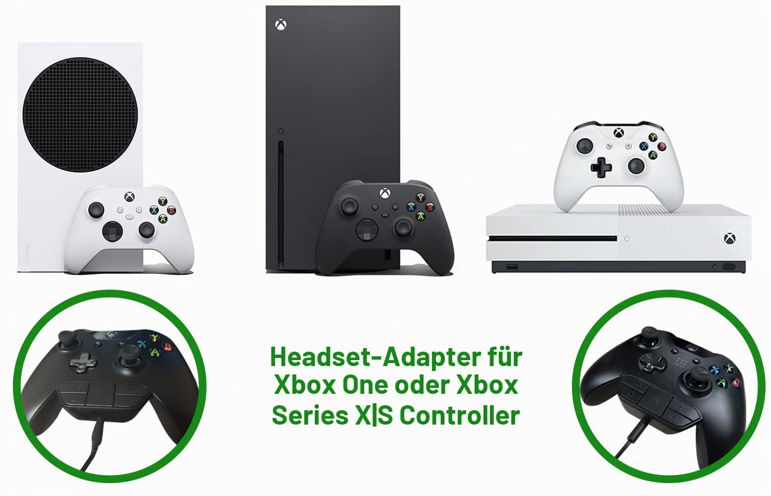 Plauduct Stereo-Headset-Adapter für Xbox One/Elite 1&2/Series X|S Controller, Mikrofon-Kopfhörer-Adapter, Audio-Kit
