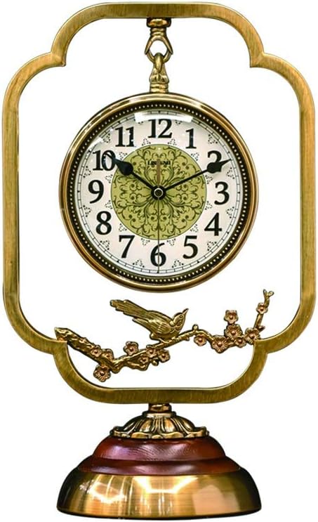 Simple Style Living Room Table Clock/Porch Bedroom Desk Clock/red-Brown Mantel Clock 16.1 Inch Creative Table Clock Table Clock