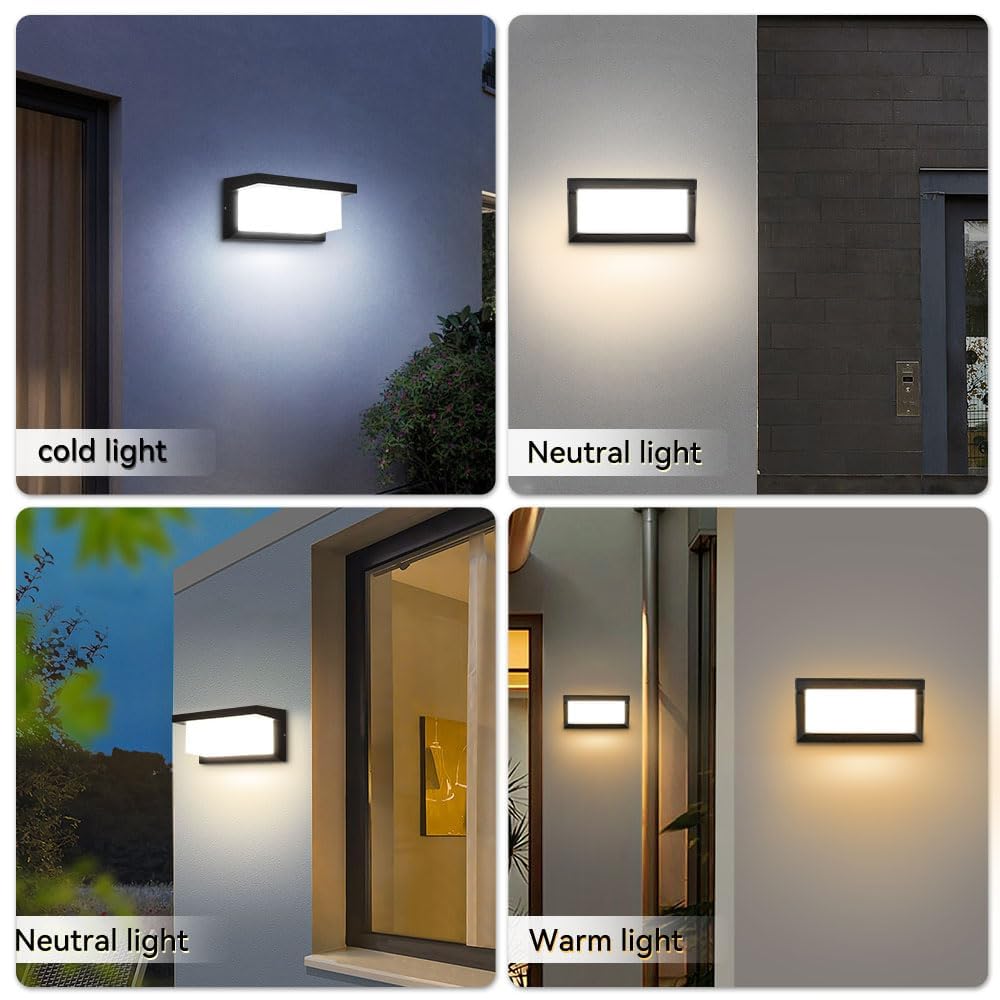CANMEIJIA Aplique Pared Exterior 18W Lámpara de Pared LED Impermeable IP65 Luz de Aluminio Iluminación 3000K 4000K 6500K Ideal para jardines, garajes, portales