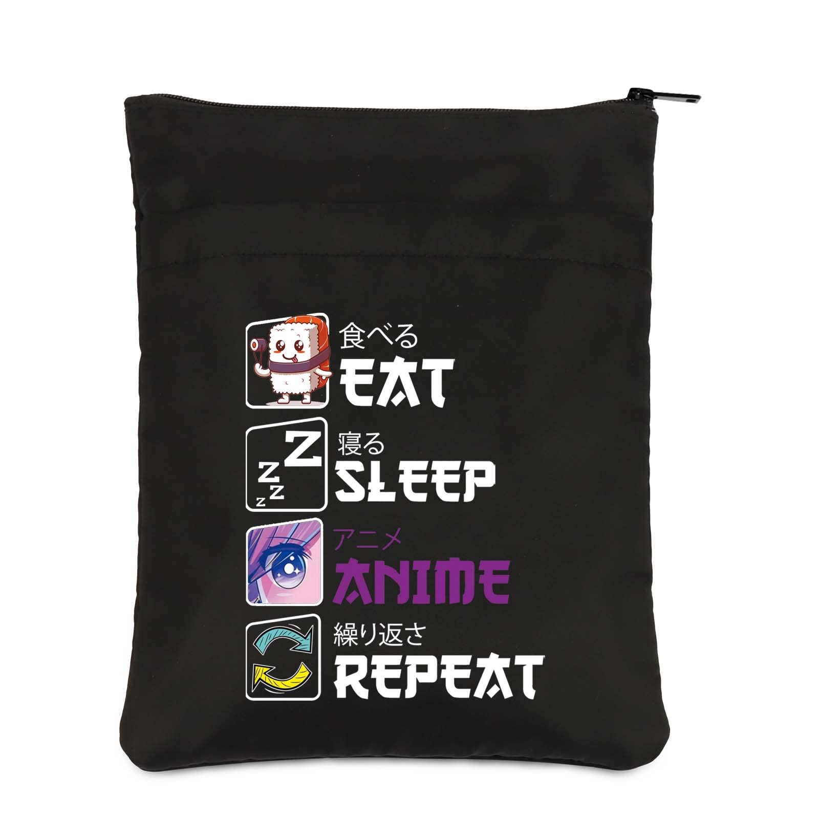 PLITI Eat Sleep Anime Repeat Cute Kawaii Manga Gift Anime Book Sleeve Anime Lover Gift Japanese Anime Fans Gift (Sleep Anime Repeat BSBL)