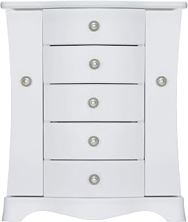 Jewelry Box ~ Made of Solid Wood with 4 Drawers Organizer and Built~in Necklace  - Compare price