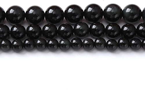 Miniatura 4 de Cuentas redondas sueltas de obsidiana negra de 023 pulgadas 0236in cuentas de gemas naturales de cristal energético para hacer joyas pulseras y