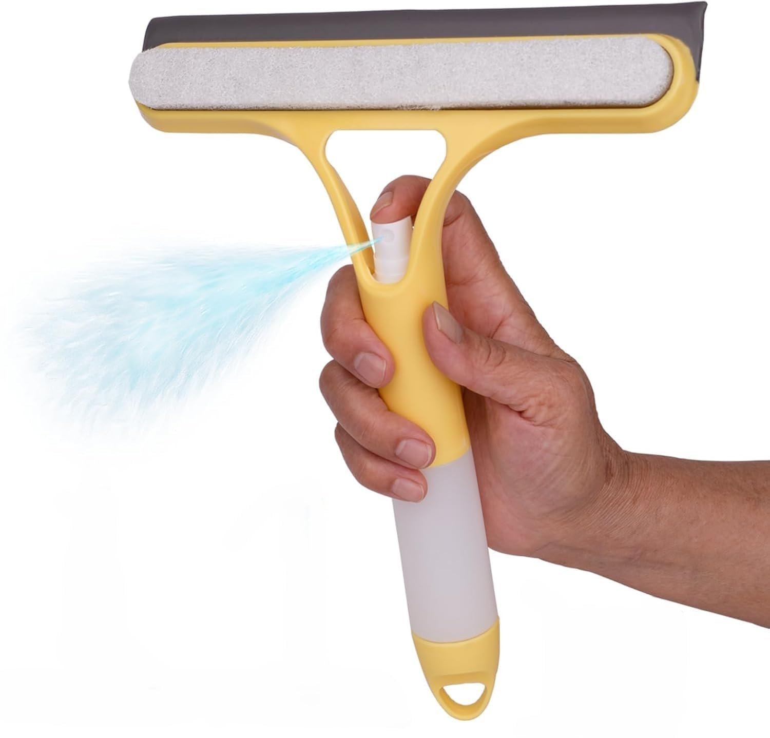3-in-1 CAR Window Cleaning Scraper with Spray Squeegee | CAR Glass Cleaner Tool with Spray Bottle & Replaceable Sponge | Multifunctional Window Wiper for Home, Car, Bathroom & Mirrors (Yellow)