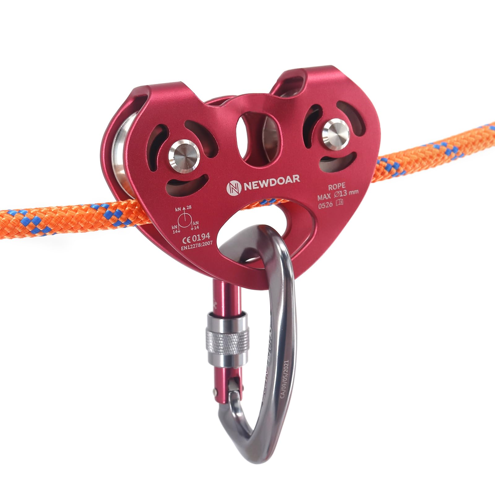 NewDoar Zip Line Pulley,25KN Double Tandem Speed Dual Trolley with
