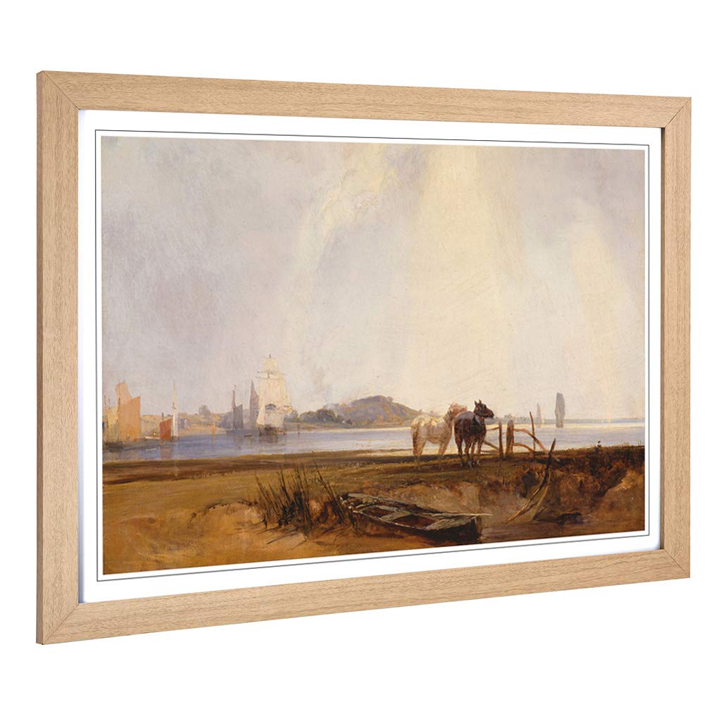 Big Box Art Framed Print of Richard Bonington Landscape Near Quilleboeuf Design | Wall Art Picture | Home Decor for Kitchen, Living Room, Bedroom, Hallway, Oak, A2 / 24.5x18 Inch / 62x45cm