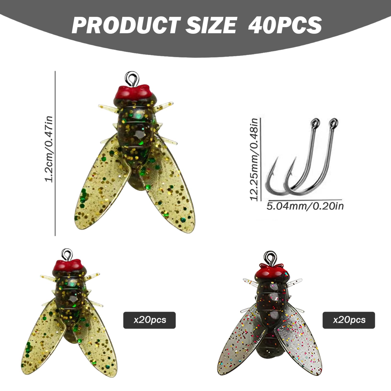 Mouches de pêche à la Mouche 40pcs Lures de pêche à la Mouche kit
