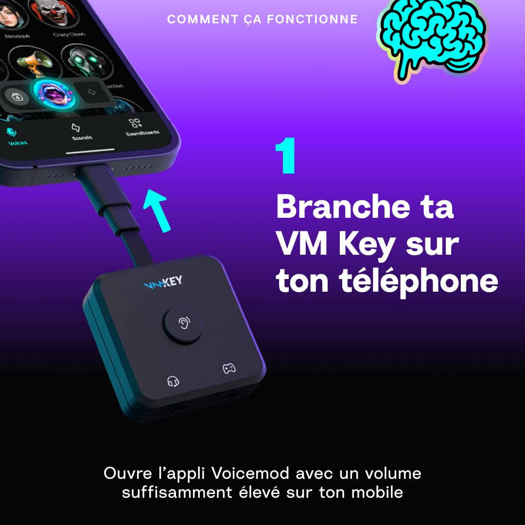 Voicemod Key - VMKey Modificateur de Voix en Temps Réel et Soundboard pour Consoles de Jeu (Compatible avec PS5, PS4, Xbox, SWITCH2)
