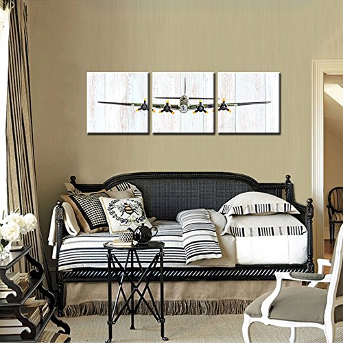 Kreative Arts Vintage Airplane B-17 Flying Fortress Bomber Plane Pictures Canvas Prints, Multicolor, 3 Piece #TOP1