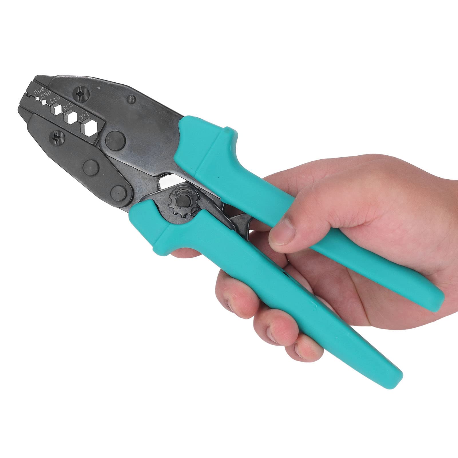 Pinza a crimpare industriale per connettore terminale a cricchetto Tyenaza. Strumento per crimpare cavi