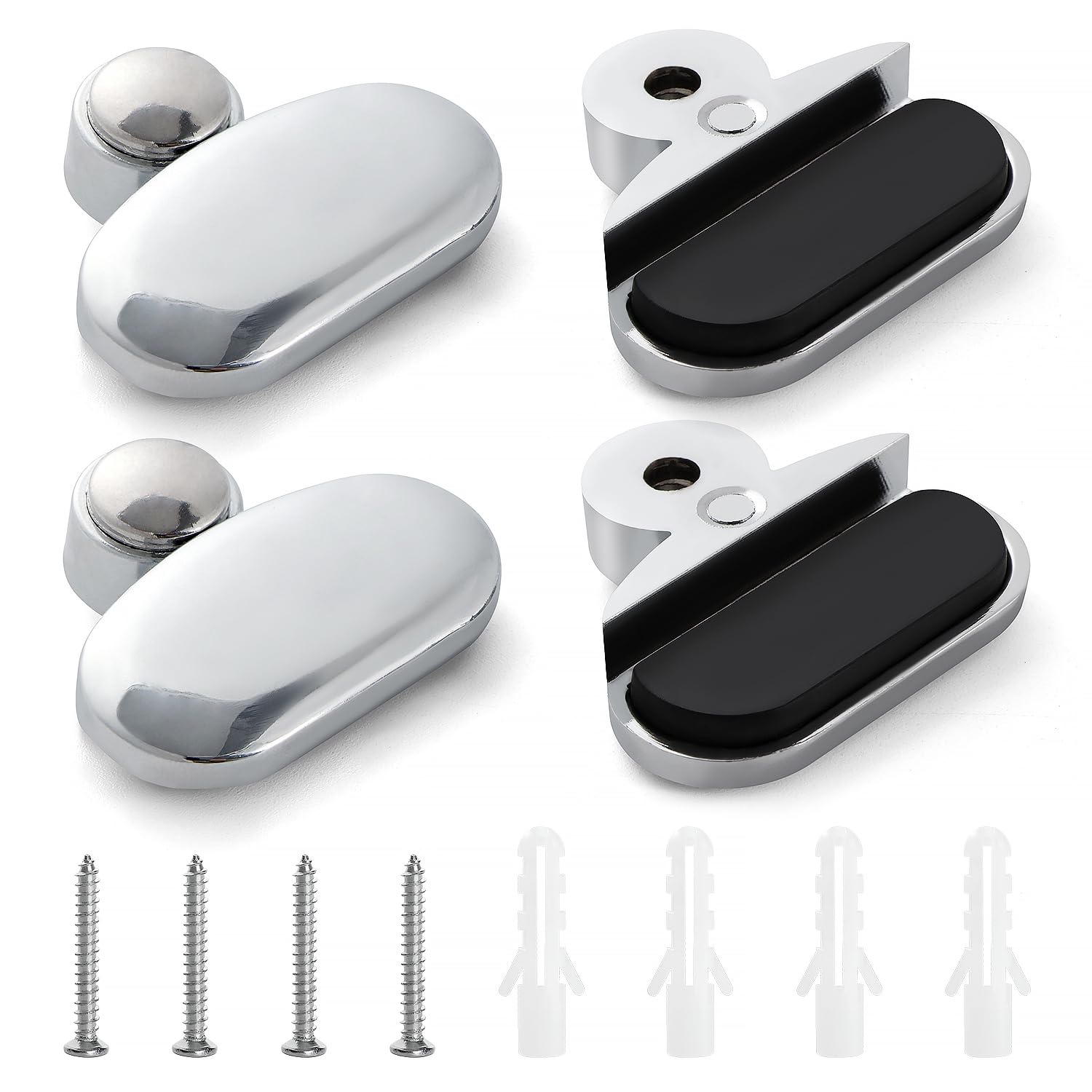 YIXISI 4 PCS 3-5 mm Mirror Clips Oval Glass Clamp, Zinc Alloy Glass Clip, Bathroom Mirror Clips, with Plugs and Screws