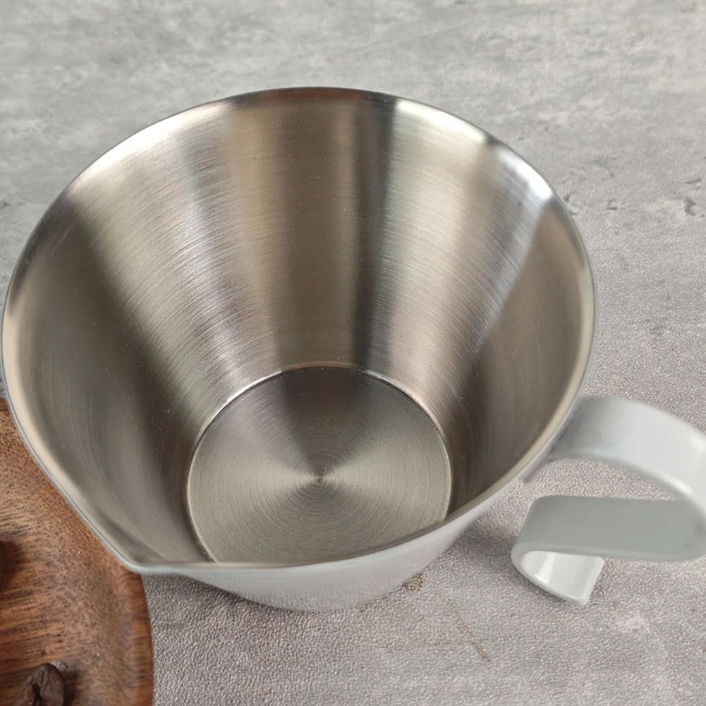 Stainless Steel Espresso Cup with Handle and V-Spout, 304 Stainless Steel Coffee Measuring Cup for Pouring and Brewing, Compact for Durable Design