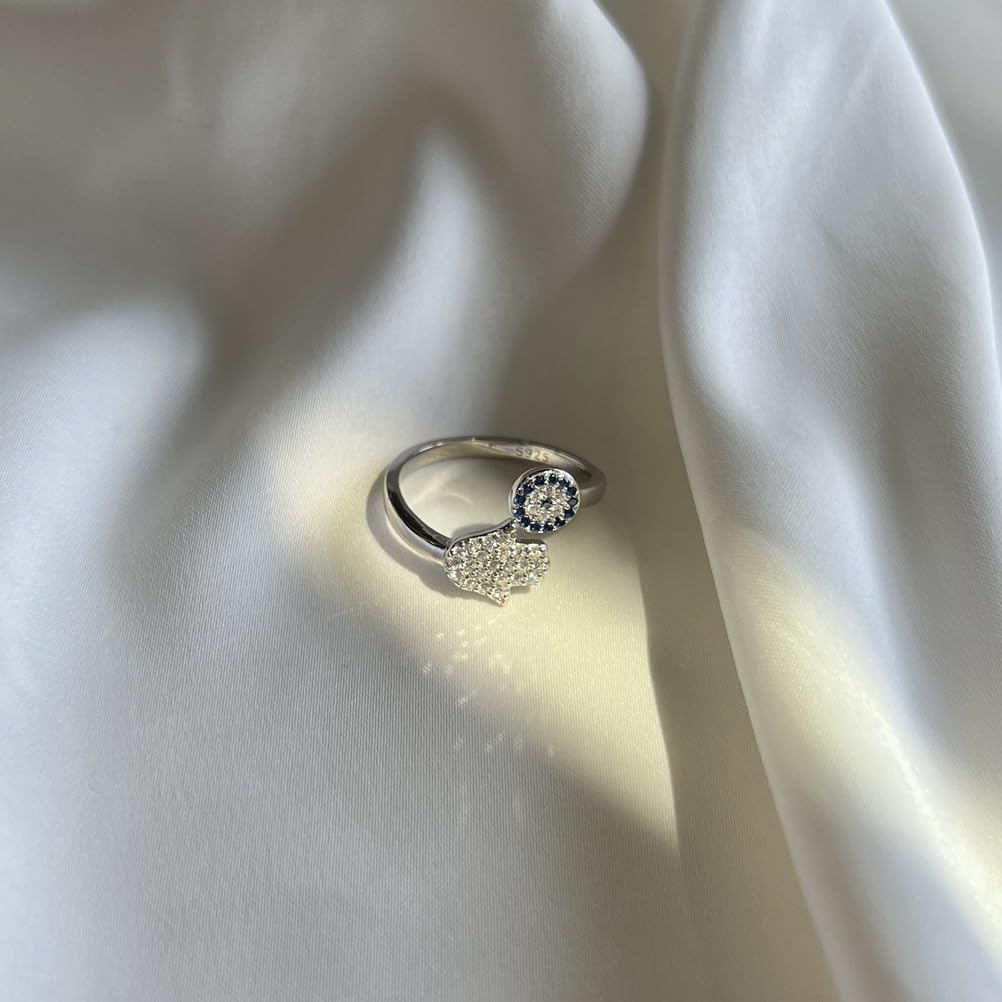 Anello da donna unico in argento sterling S925 con zircone cubico, anello aperto regolabile impilabile per donna, regalo di gioielleria per compleanno