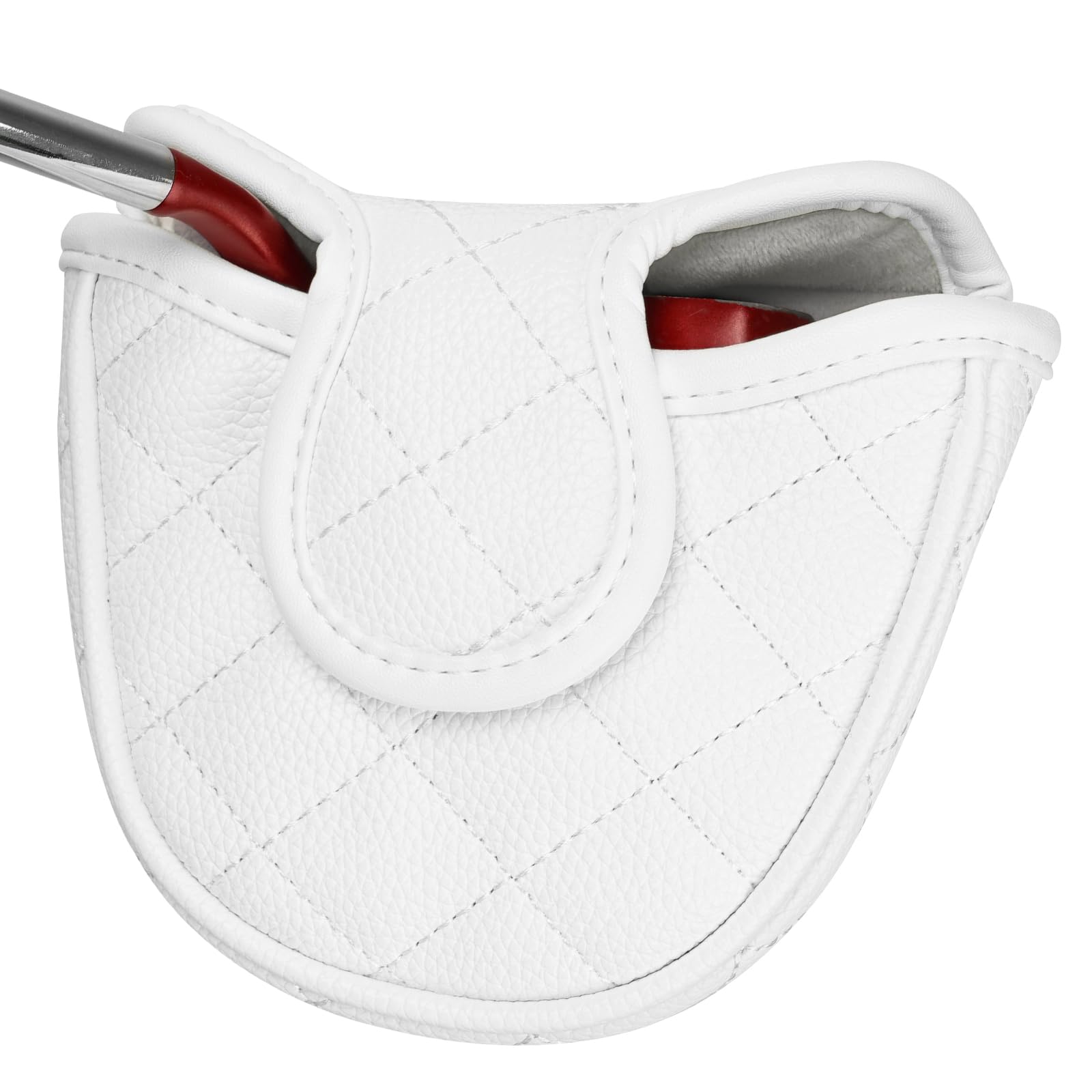 Golf Mallet Putter Head Cover Magnetic Closure Side-shaft Golf Club Protector Simple White Pu Leather