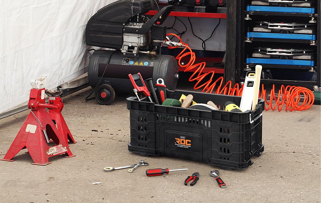 Keter ROC Pro Gear Caisse de rangement pour outils modulaire, empilable, légère, durable, noir