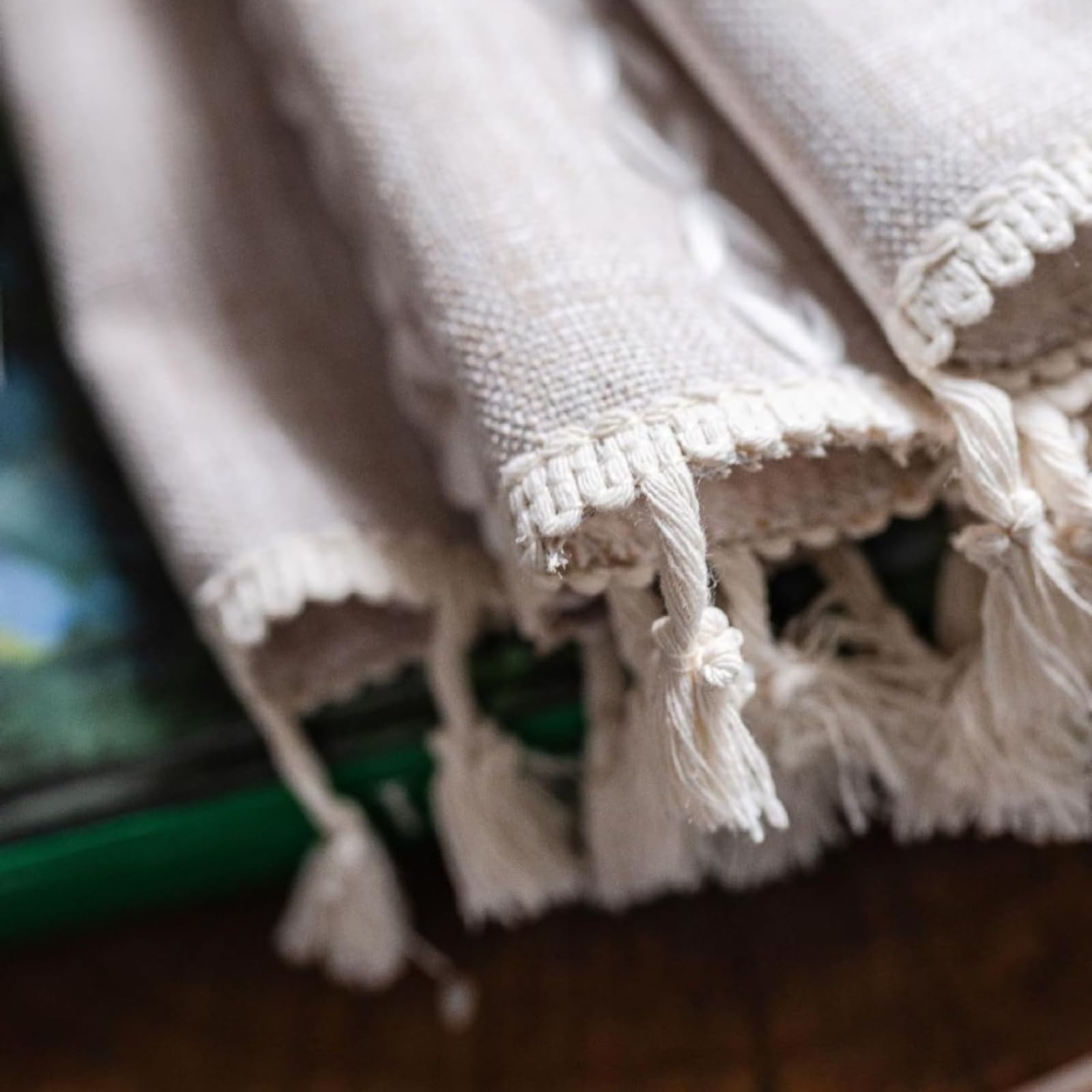 USTIDE Boho Curtains for Bedroom Living Room 71 Inches Long Farmhouse Semi Blackout Curtains Cotton Linen Embroidery Window Curtain Panel - Image 4