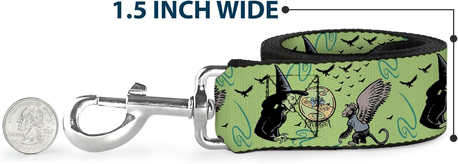 映画ペットリーシュ、犬のリーシュ、オズの魔法使い、西の邪悪な魔女と空飛ぶ猿、長さ6フィート、幅1.5インチ