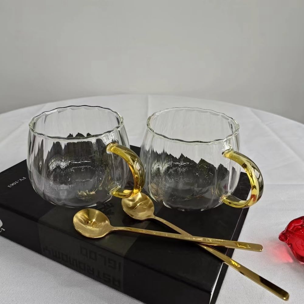 Tasses en verre transparent 350ml pour boisson chaude comme le cappuccino et le cacao