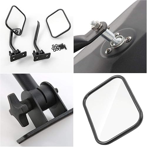 Miniatura 7 de JeCar Espejos retrovisores para puerta trasera de liberación rápida para Jeep Wrangler TJ JK JKU 1997-2018