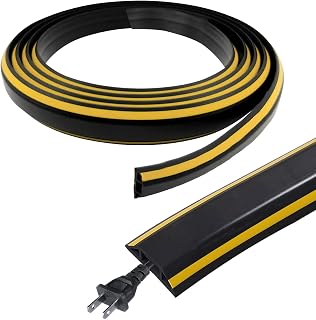 400 cm Canaleta Cables Suelo, Protector de Cables para Suelo PVC Flexible, Negro Adhesiva Semicírculo Canaleta Pasacables para el Almacén, Oficina, Lugar de Trabajo, Hogar, Conciertos