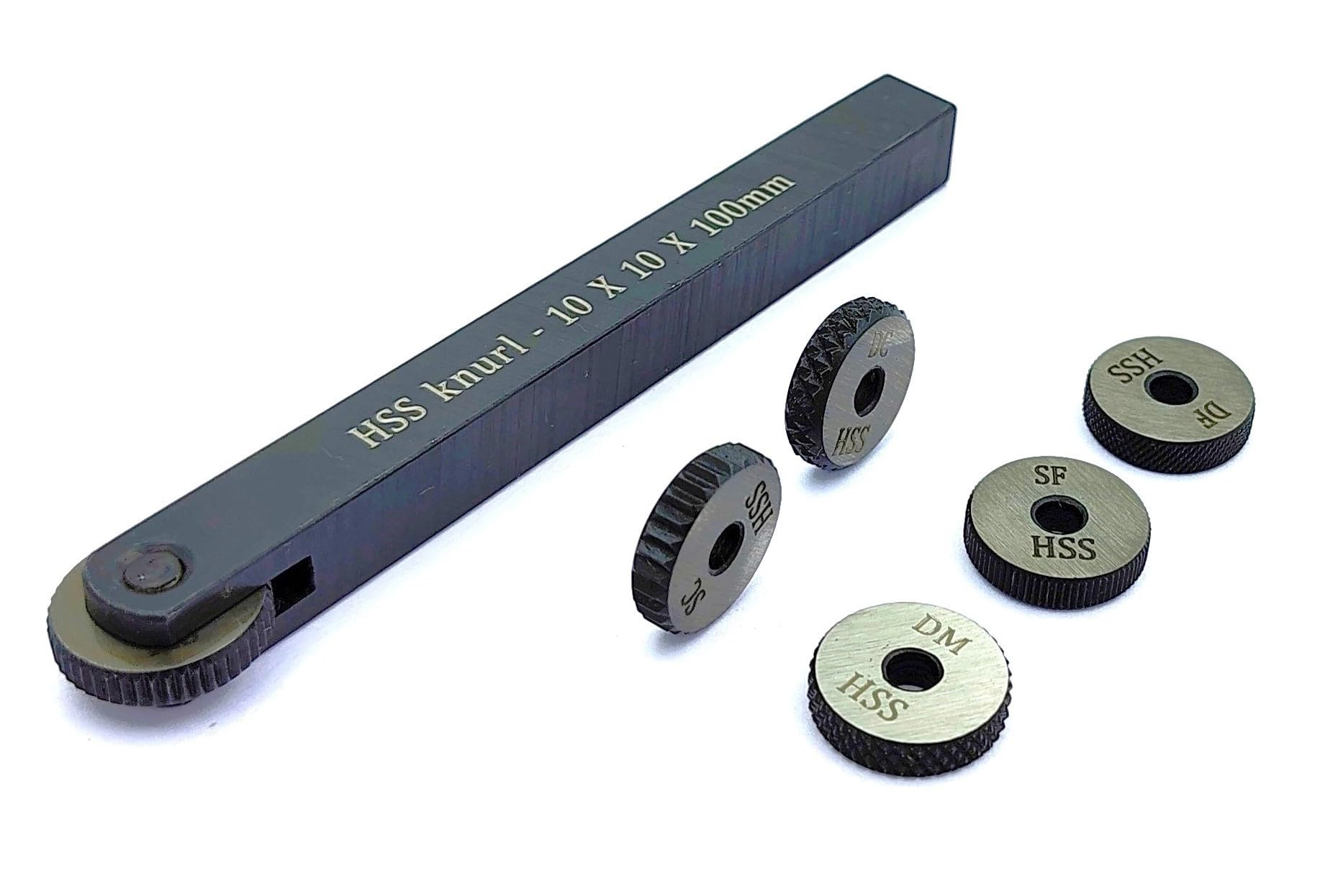 Soporte de herramientas de moleteado de una sola rueda con 5 moleteados HSS de repuesto 10 x 10 x 100 mm